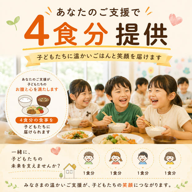 あなたのご支援で４食分提供
