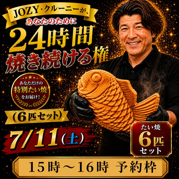 【15:00〜16:00】24時間企画でJOZY・クルーニーが焼き上げた限定たい焼 6匹セット