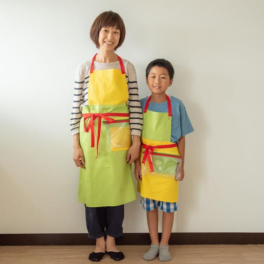 大人用　色いろエプロン（グリーン×イエロー）