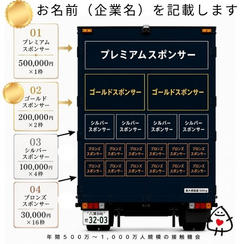 【ゴールドスポンサー】キッチンカー後部にお名前（企業名）掲載