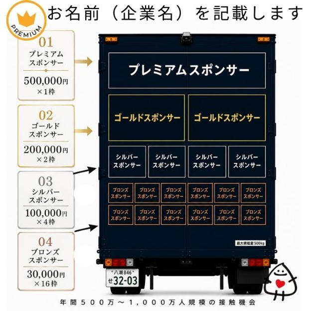【プレミアムスポンサー】キッチンカー後部にお名前（企業名）掲載
