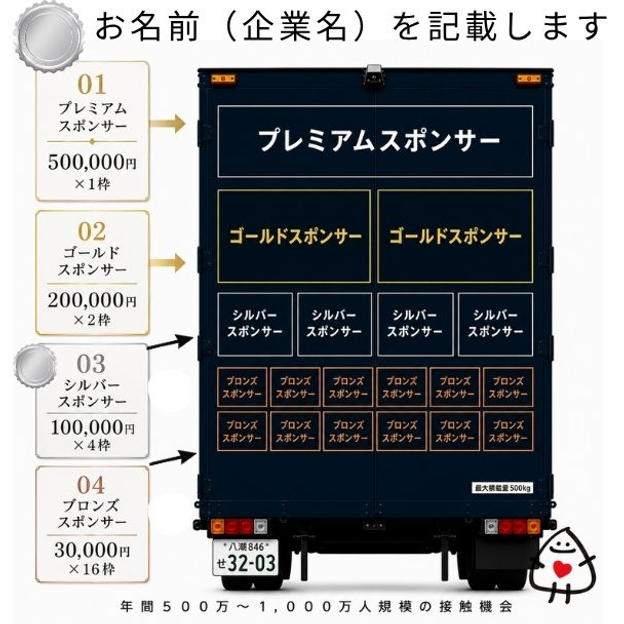 【シルバースポンサー】キッチンカー後部にお名前（企業名）掲載