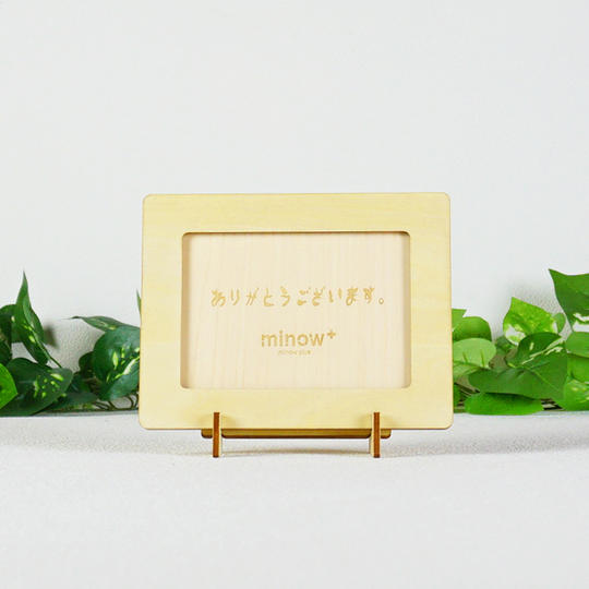 【Creema SPRINGS割引き】 天然木「ヒノキ」ツキ板メッセージカード付、木製写真立て
