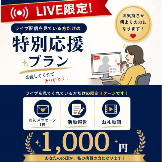①【1,000円】【ライブリスナー限定】応援ありがとうございます！お礼メッセージ＋活動報告
