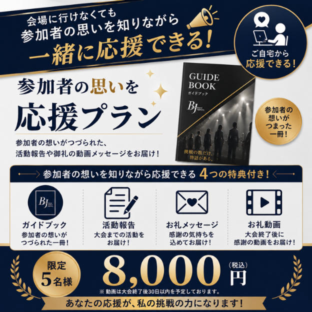 ③【8,000円】【参加者の思いを知りながら応援プラン】ガイドブック+活動報告+お礼メッセージ+動画