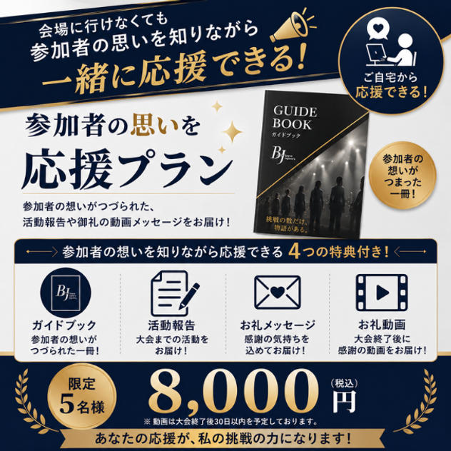 ③【8,000円】【参加者の思いを知りながら応援プラン】ガイドブック+活動報告+お礼メッセージ+動画