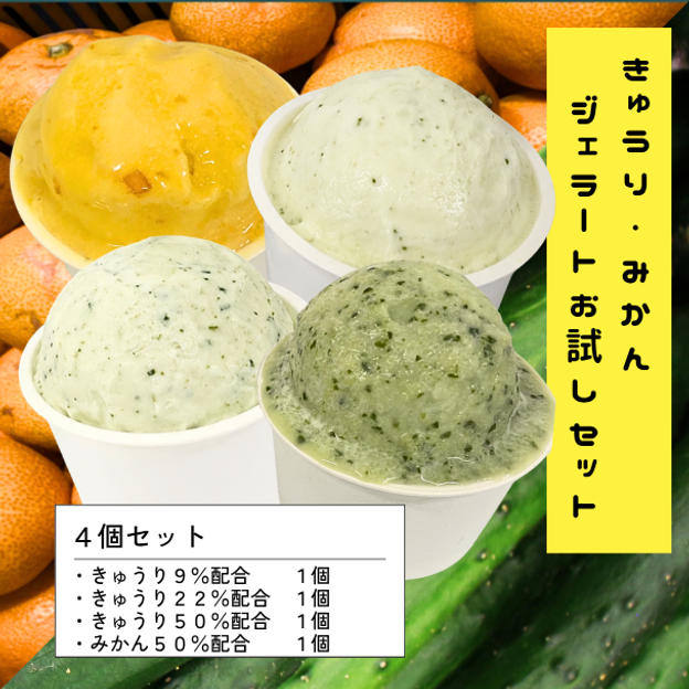 ①埼玉県産きゅうり・和歌山県産みかんジェラート　お試しセット（4個）