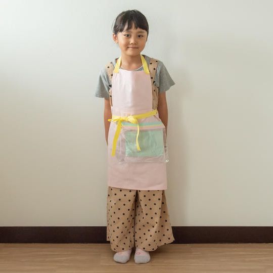 【緊急企画おうち時間充実パック！】子ども用　色いろエプロン（ピンク×ミントグリーン）＋お礼メール