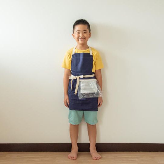 【緊急企画おうち時間充実パック！】子ども用　色いろエプロン（ネイビー×ホワイト）＋お礼メール