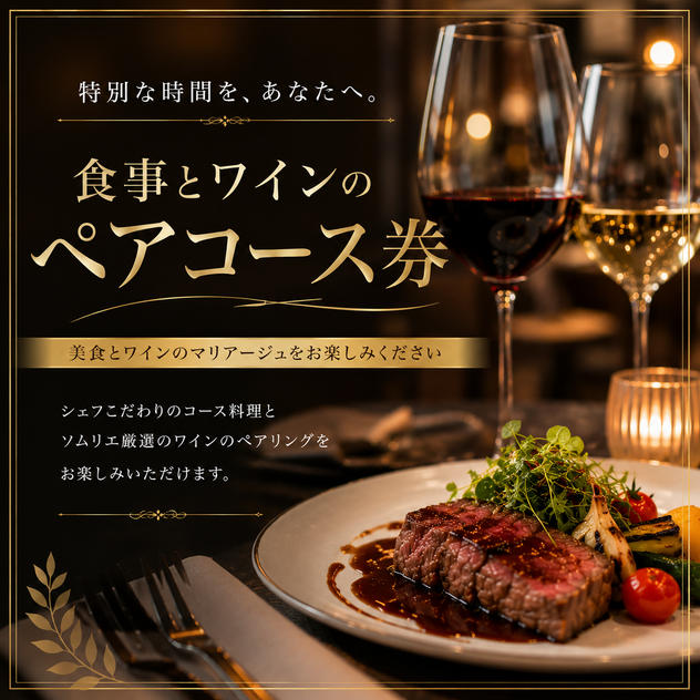 	【開店祝い】食事とワインのペアコース券