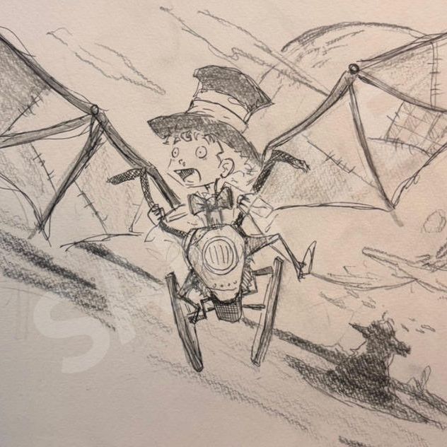 【原画】パタパタに乗ってるルビッチ(西野亮廣サイン入り)