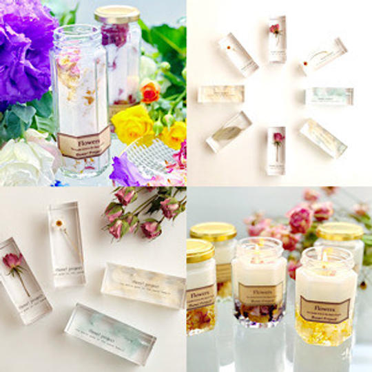 【10000円セット】フラワーアロマキャンドル2種＋アロマ＆フラワーソルト2種＋クリスタルフラワーバー2種