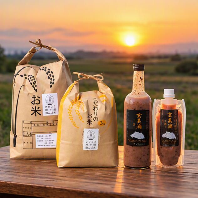 塚本郷産・お米2kg＋発酵甘酒「玄美滴－黒－」＋お礼メッセージ