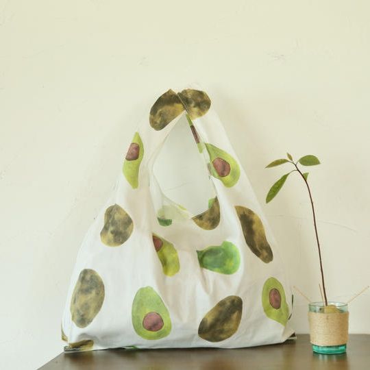 【アボカド総柄】コットンレジバッグ			