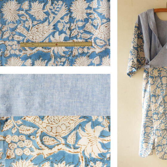 ★フルセット★ジパン(柄・水色の大きな鳥がエキゾチックなジパン)+ジパンカタログ+ポストカード+つけ衿+半襟