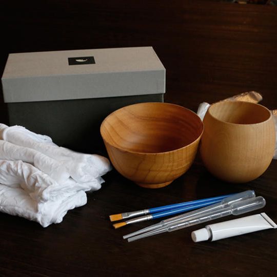 拭き漆　カップとお椀の両方セット【KyutarouBLUE漆青灰】