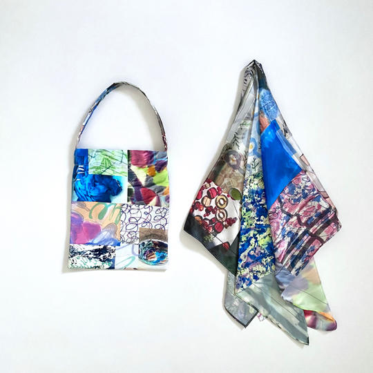 【Creema SPRINGS 限定テキスタイルデザイン】スカーフとミニバッグのセットお得なセット販売