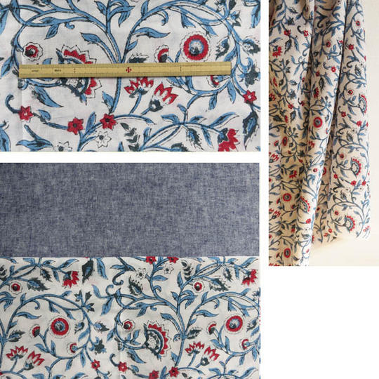 ★全部★ジパン(水色、白、赤のシンプルで動きのある柄)+ジパンカタログ+ポストカード+つけ衿+半襟