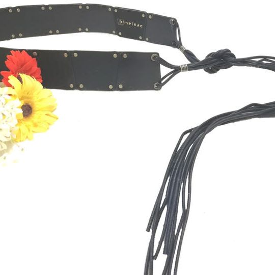 本革サッシュベルト　・　BLACK（ソリッドカラー／オーダーメイドなし）