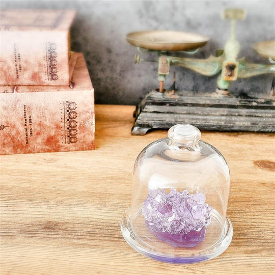 鉱石キャンドルとガラスドームのセット（アメジスト）