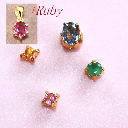 ＜プレシャスストーンのペンダントトップ　2つセット＞ ルビーバージョン　