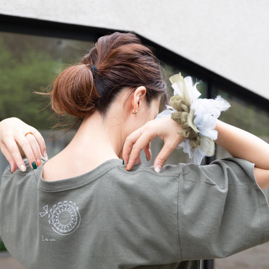 【セット】咲き編みの輪Ｔシャツと咲き編みシュシュ（レギュラーサイズ）｜選べるカラー