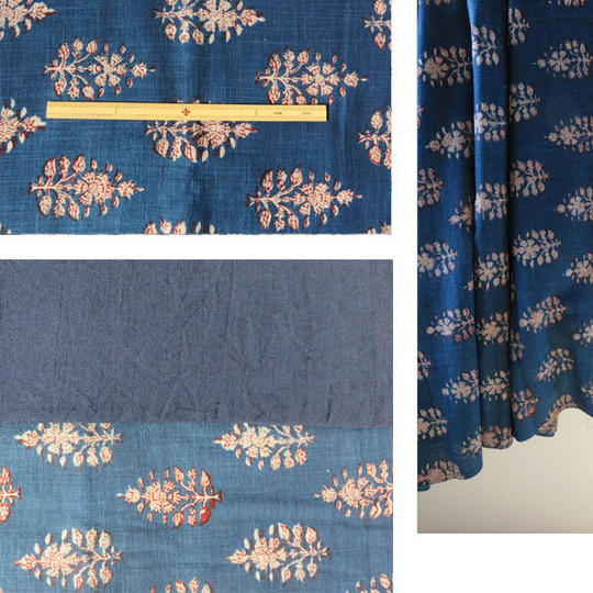 ★フルセット★ジパン(柄35)バグル産天然染料で染めた布+半襟+つけ衿+ジパンカタログ+ポストカード