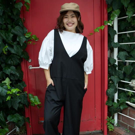 プラスサイズ サロペットパンツ