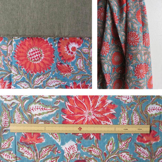 ★（48)スモーキーな藍色に赤い花のジパンとカタログのセット