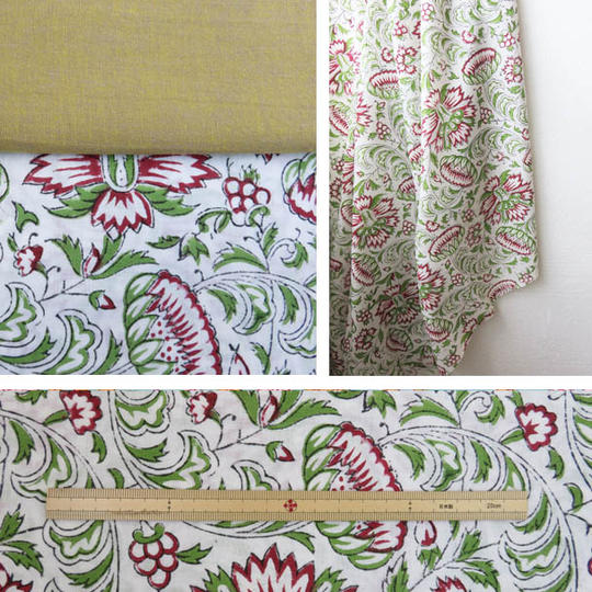 ジパン（柄53・白地に黄緑と赤の大胆な花唐草）とカタログのセット