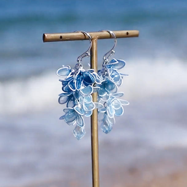 瑠璃色の海耳飾り/イヤリング - (美しい海を美しいで取り戻す 瀬戸内の