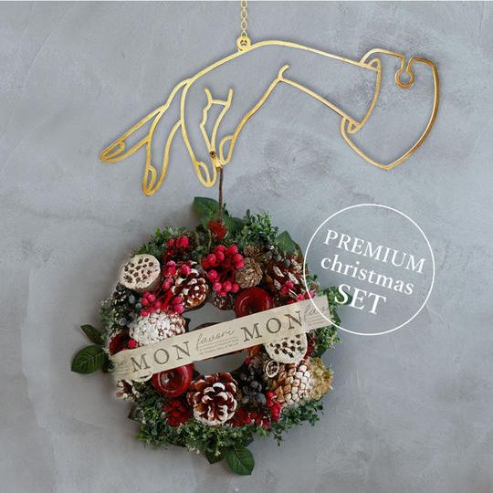 第2弾【限定セット割】Brass Hand Hook ＆ クリスマスリース（22cm）セット
