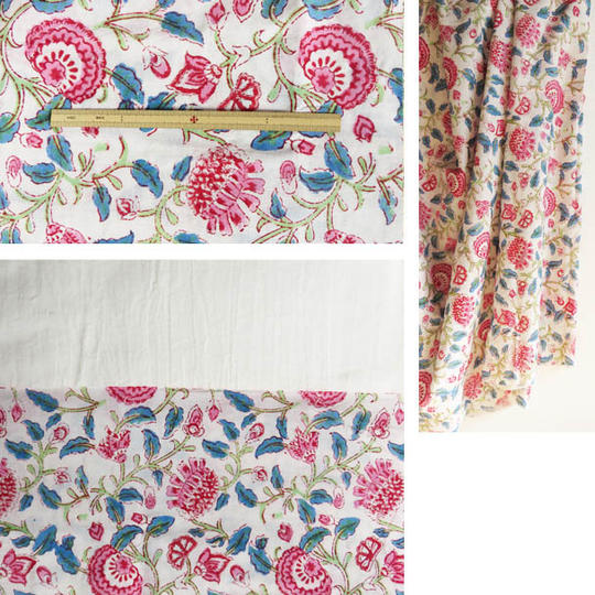 ★フルセット★ジパン(柄101・ピンクと水色のお花がキュート♪な柄)+ジパンカタログ+ポストカード+つけ衿+半襟