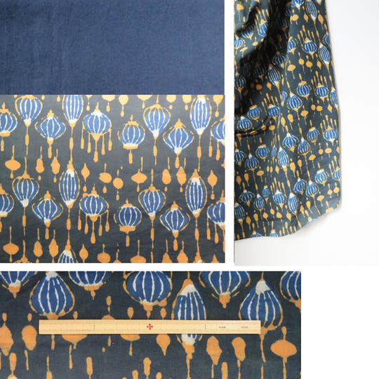 ★フルセット★ジパン(柄103ランタンのような柄にネイビーのコンビ)+ジパンカタログ+ポストカード+つけ衿+半襟