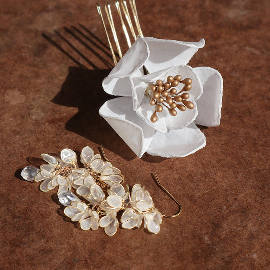 海を救う髪飾りと耳飾りのセット