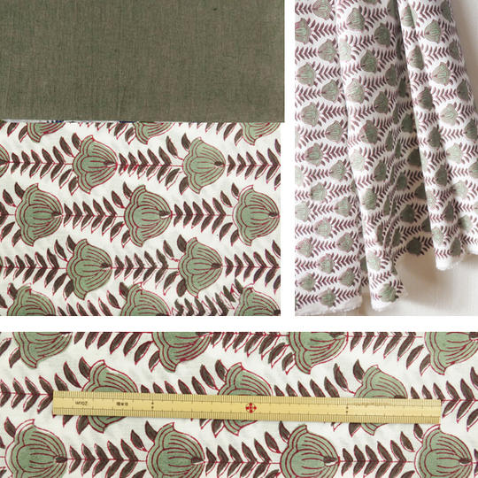 ★フルセット★ジパン(柄121・藤のような模様とグリーングレイのコンビ)+ジパンカタログ+ポストカード+つけ衿+半襟