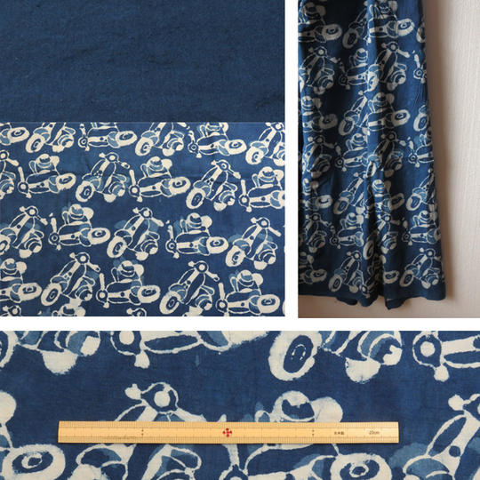 フルセット★ジパン（柄114・オートバイとネイビーのリネンのベストコンビ）とつけ衿、半襟、カタログとポストカードのセット