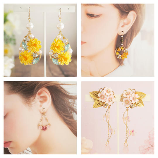 【Cコース】つまみ細工で楽しむ四季の花々 イヤリングorピアス