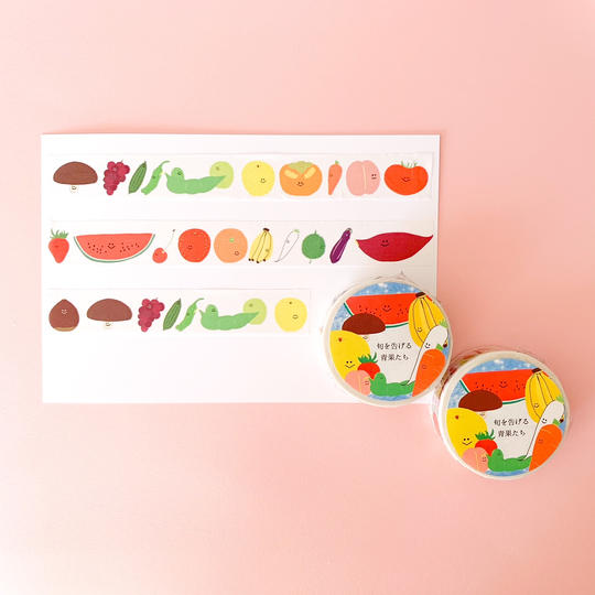 旬を告げる青果たち　マスキングテープ