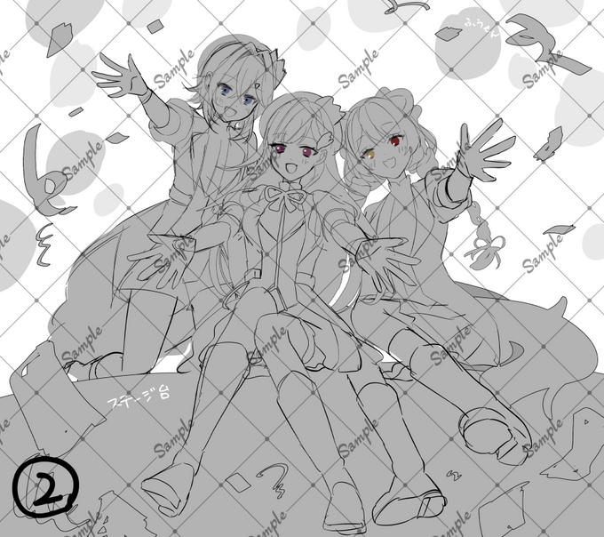 25/12/24①　動画内シーン（さんばかアイドル衣装）ラフ