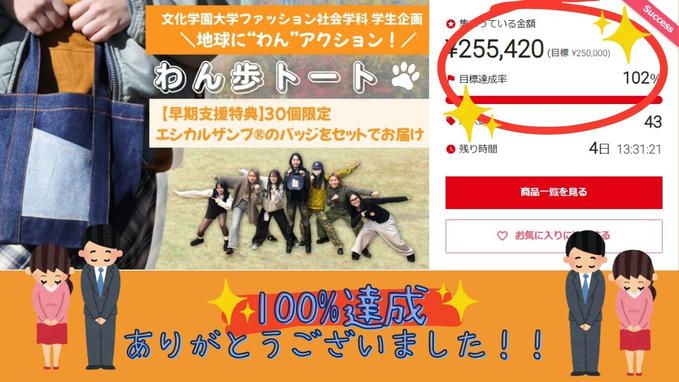 【御礼】目標金額100％達成！ご支援ありがとうございます！