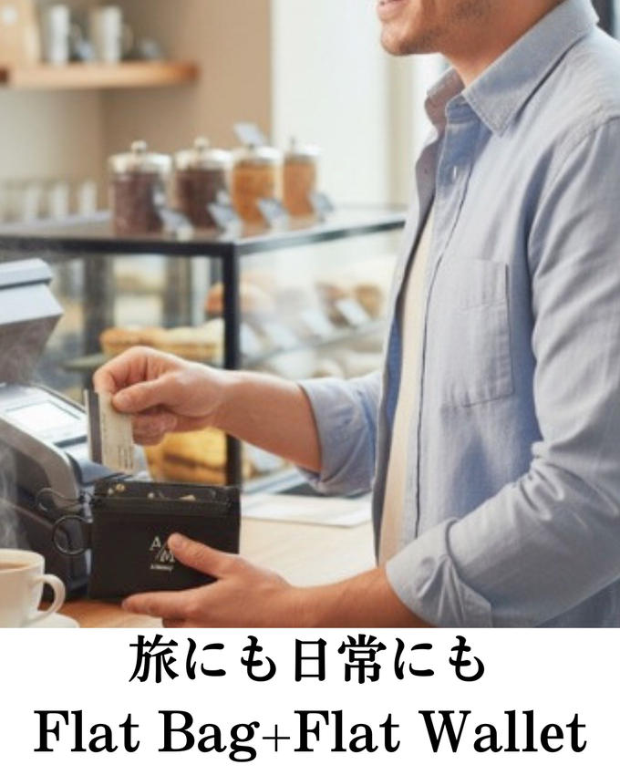 薄い窓付き財布で軽く、綺麗に納まるFlatBag+FlatWallet【A Mastery】